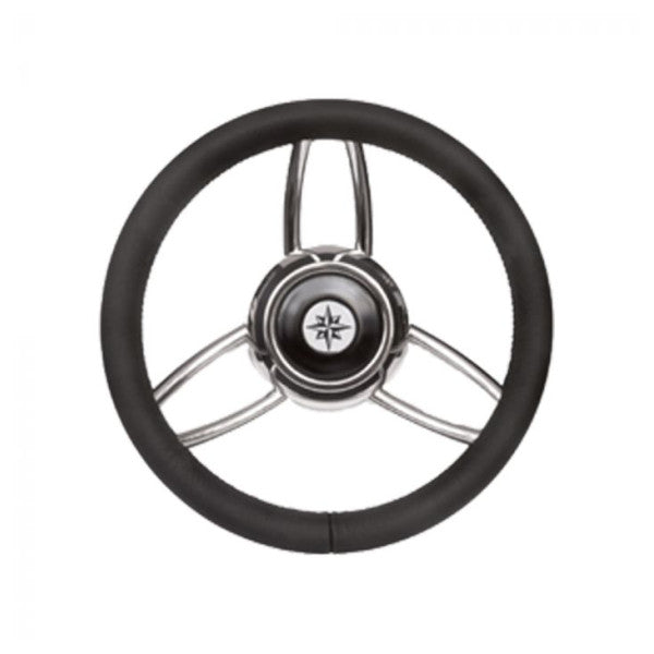 Volante Ultraflex 27B in acciaio inox con similpelle nera - 00068736