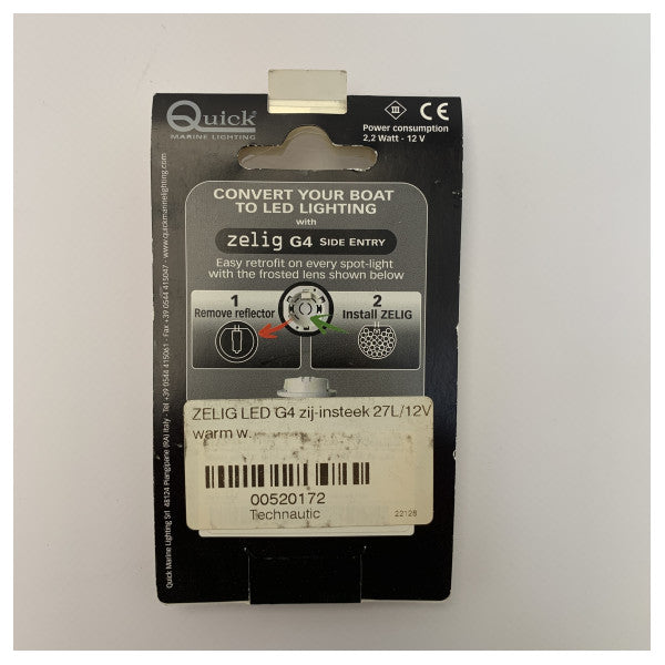 Quick Zelig G4 LED iluminação de substituição branco quente 12V - FASP0173LA27A00