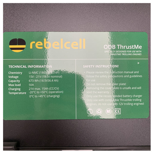Rebelcell ThrustMe Outdoorbox 18.5V 36.4Ah batterie - 18036ODBTM