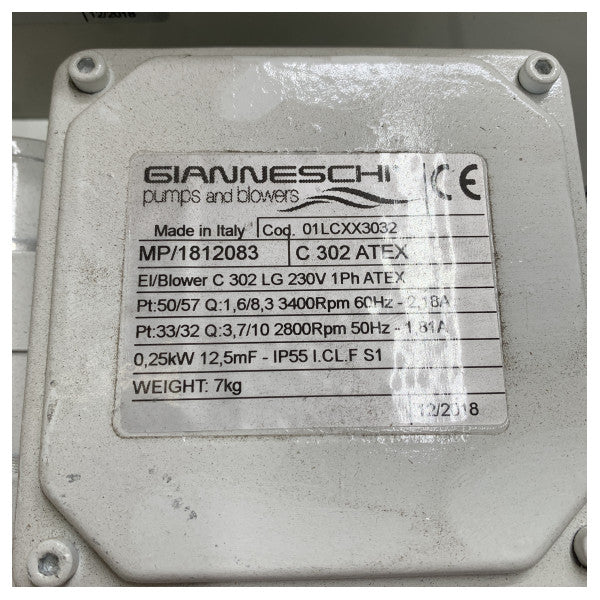 Gianneschi C302 Atex Centrifugalni puhač 230V - 01LCXX3032