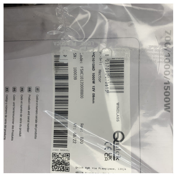 Elektryczna winda kotwiczna pozioma Quick HC3 Hector 1000W 8 mm -