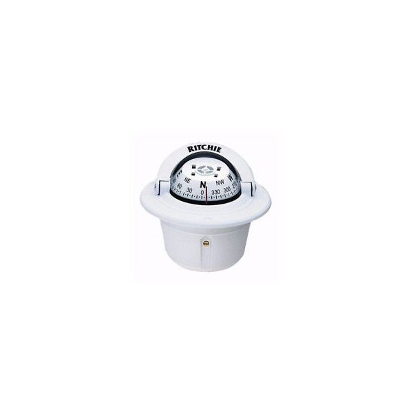 Ritchie HF-79W Flush Mount Compass White med lys 12/24V