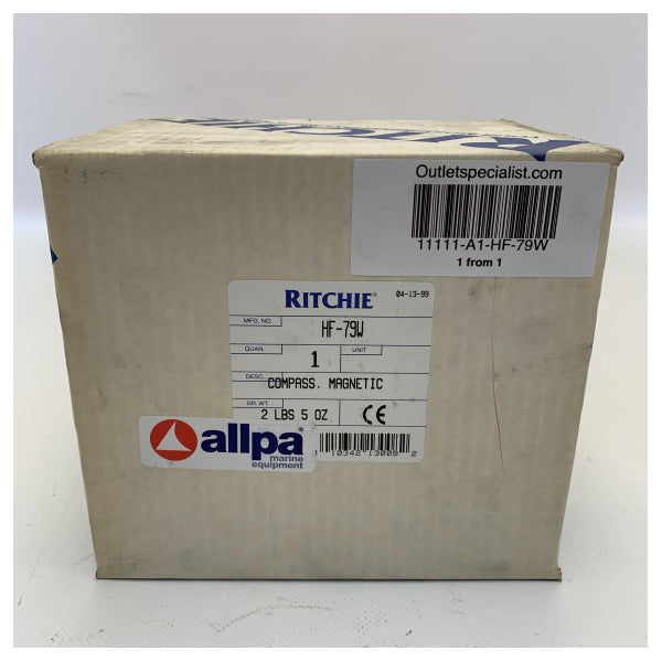 Ritchie HF-79W Flush Mount Compass White med lys 12/24V