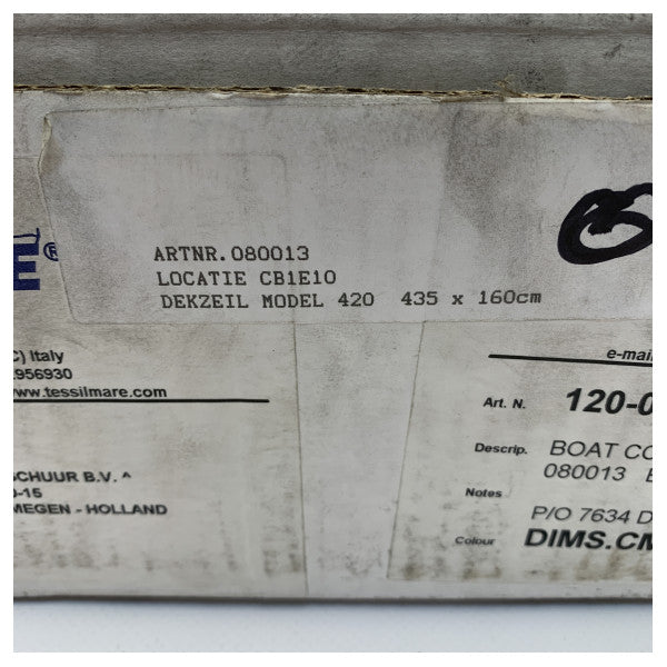 Tessilmare 4.20 m Open Boat Cover 4.35 x 1.60 meters Blue-120-045-015