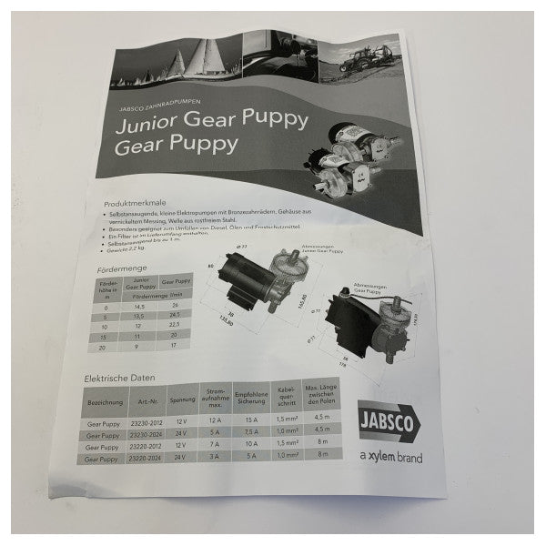 Jabsco Gear Puppy 24V Oil Change / Diesel Transfer Pump 26L/min - 23230-2024