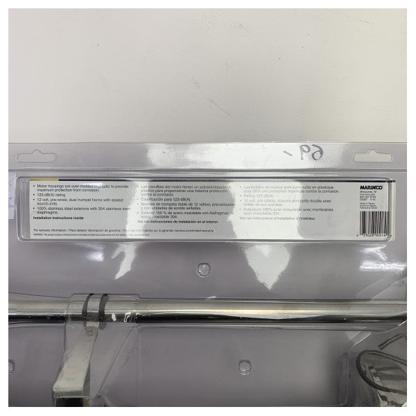 Marinco trumpet elektrisk lufthorn dubbel 12V rostfritt stål - 10029XLP