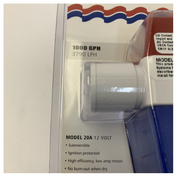 Pompa di sentina sommersa da 1000 GPH 12V 3785L/ora