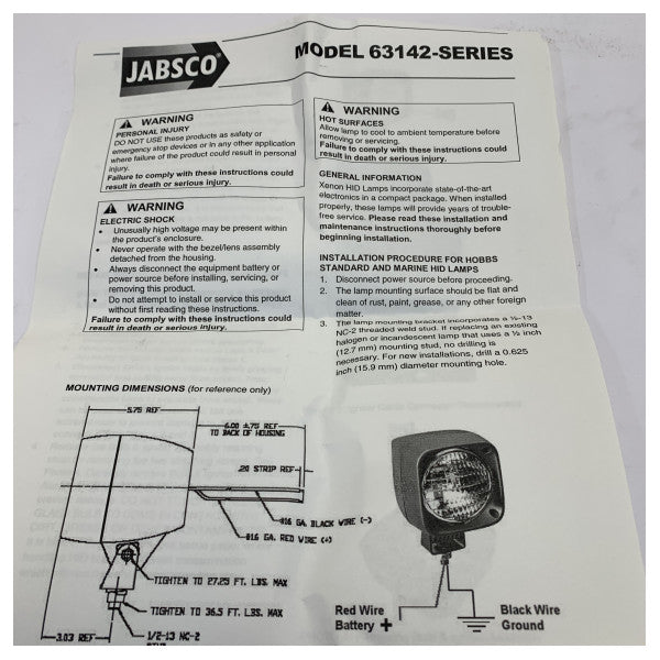 Jabsco Faro Xenon 24V Floodlight Marittimu - 63142-0024