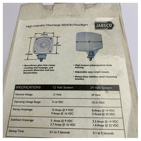 Jabsco Faro Xenon 24V Floodlight Marittimu - 63142-0024
