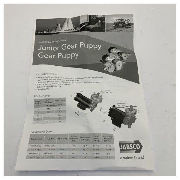 Pompe de transfert de carburant électrique Jabsco Junior Gear Puppy 12V - 23220-2012