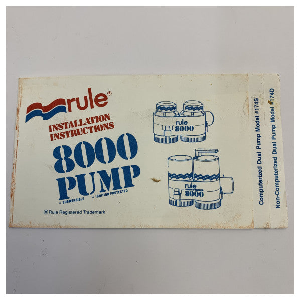 مضخة Rule 8000 GPH للحوض السفلي 12 فولت - مضخة غاطسة بحرية 174D