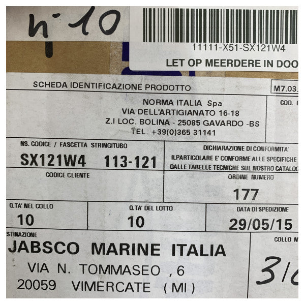 Norma Heavy Duty rustfri stål slangeklemme W4 113-121 mm - Inox bolt-klemme til maritim brug