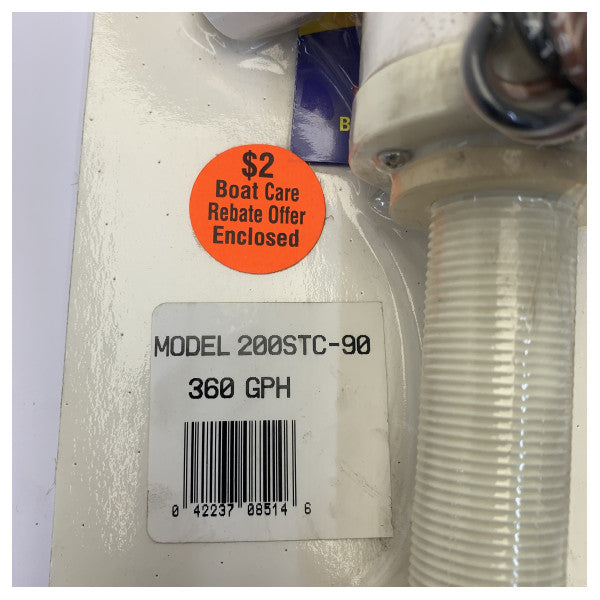 Rule 360 ??GPH dykpumpe 12V - 90 graders udløb - marin lænsepumpe