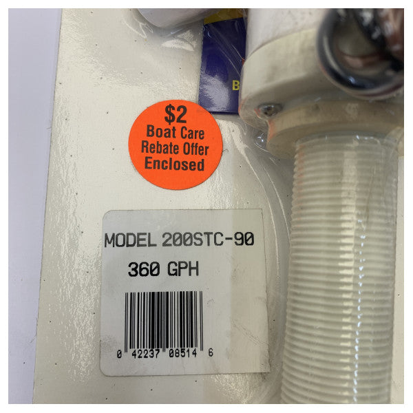 Rule 360 ??GPH dykpumpe 12V - 90 graders udløb - marin lænsepumpe