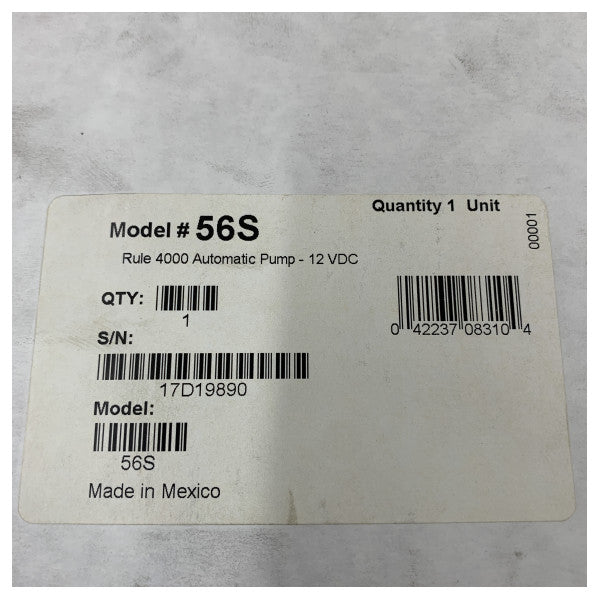 مضخة مياه آلية غاطسة Rule 4000 - 12 فولت - 56S - 4000 جالون في الساعة