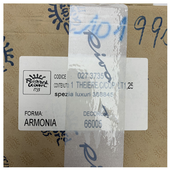 Riva Yüksek Kaliteli Richard Ginori Porselen Çaydanlık 1.25L - Deniz Kullanımı için Zarif Beyaz Armonia Tasarımı