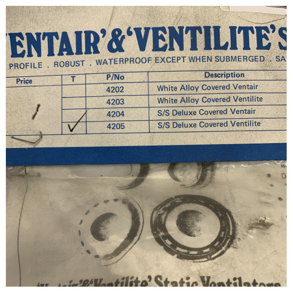 Ventilite Stainless Steel Deck Ventilator - 9 inch - 4205
