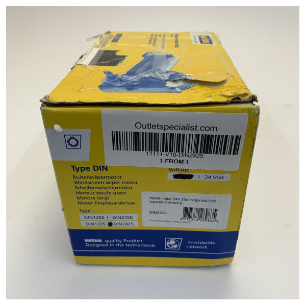 Motor de limpiaparabrisas Vetus 24V - eje corto 25 mm 1 pulgada - DIN2425