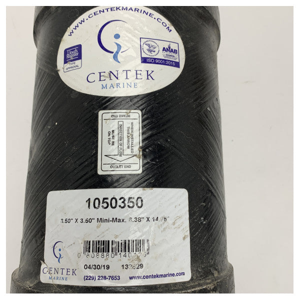 Centek marin 3,5-tums svart GRP avgasljuddämpare - 1050350