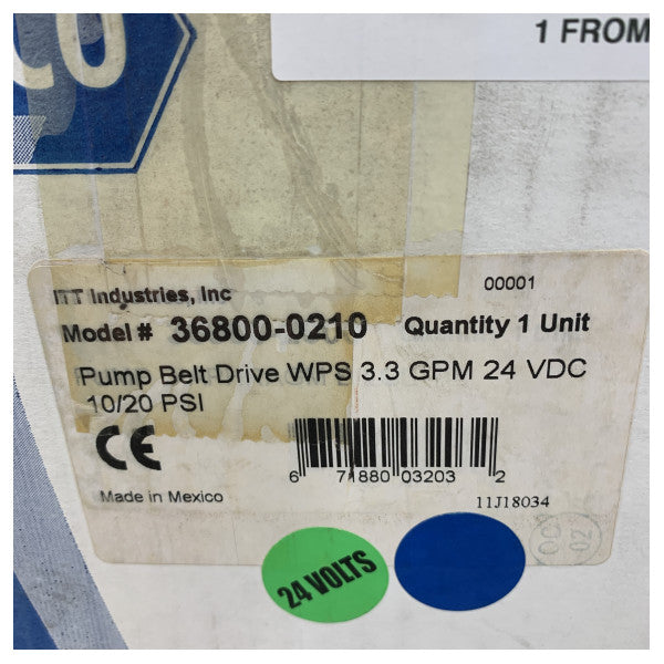 Jabsco PAR 36800-0210 Drikkevannspumpe Autoklav - 24V marine vannpumpe