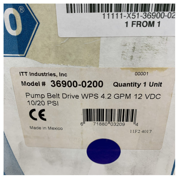 Pompa tal-ilma tax-xorb Jabsco PAR 36900-0200 Autoclave 12V