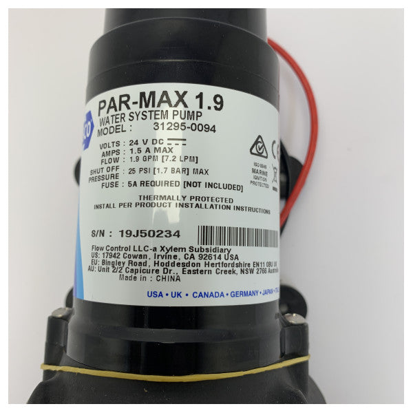 Jabsco 31295-0094 Par-Max 1.9 Pompa tal-Ilma tax-Xorb 24V - 25psi