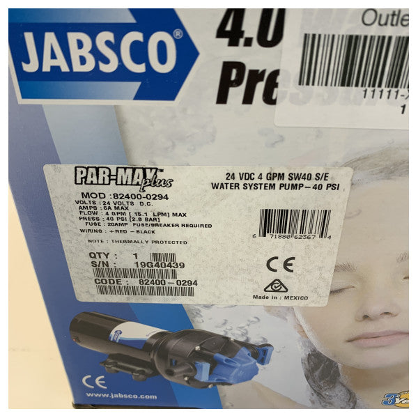 Jabsco Par-Max 4.0 PLUS Frischwasserpumpe 24V - 40 PSI - 15.1L/m