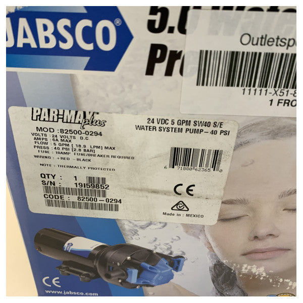 Jabsco Par-Max 5.0 Plus Fresh Water Pump - 24V - 40 PSI - 19 l/m - 82500-0294