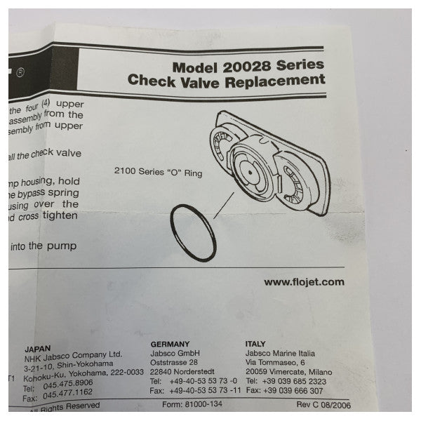 Kit de chambre de vanne Flojet 20028-035 Viton - Ensemble de membrane de pompe