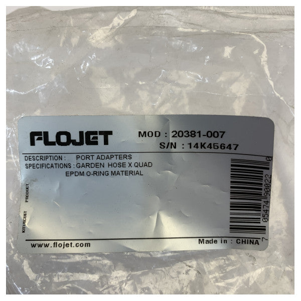 Flojet 20381-007 Zestaw przyłączeniowy Port Kit - złącze wciskane i złącze do węża ogrodowego - EPDM (2 sztuki)