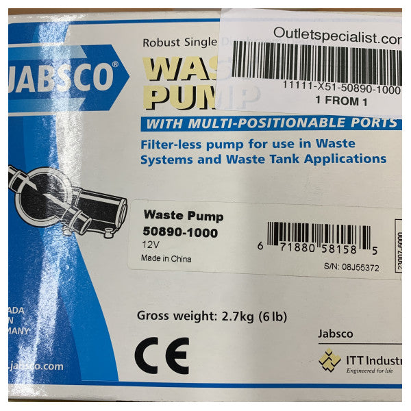 Jabsco 50890-1000 snavsvandspumpe 12V - 38 mm
