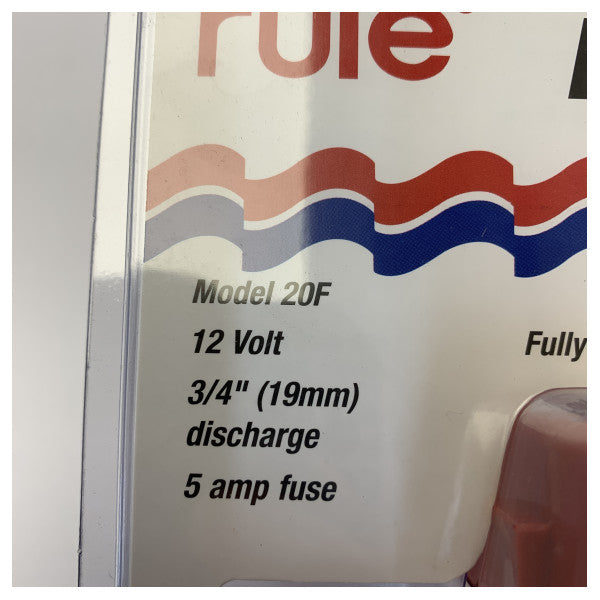 Bomba de achique marina sumergible Rule 800 GPH 12V - Serie Square 20F