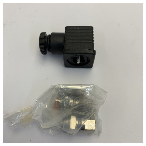 Válvula solenoide Marco Marine 24V 1/4 pulgada 8 mm certificada R.I.NA. con conector DIN