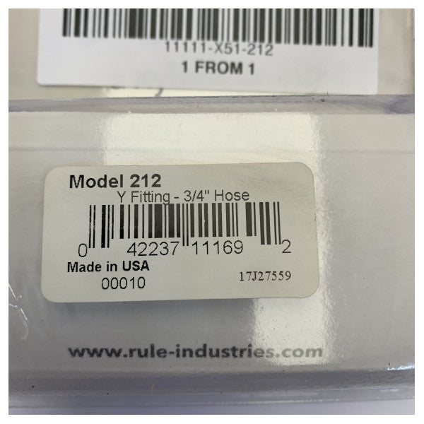 Rule 212 3/4inch 19mm Y-Fitting Marine Hose Connector