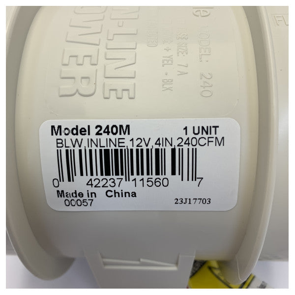 Rule 240M In-Line Marine Blower 4-inčni ventilator za ventilaciju 12V