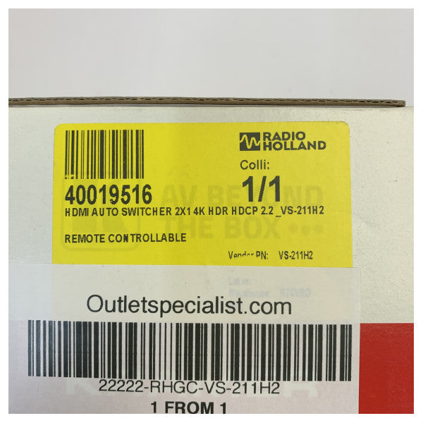 Kramer VS-211H2 4K HDR HDMI automatyczny przełącznik 2x1 HDCP 2.2 z możliwością zdalnego sterowania