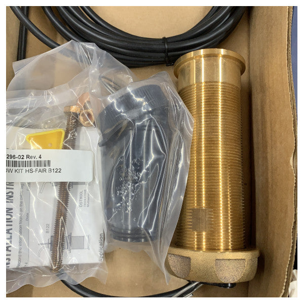 Transductor pasacascos de bronce de mástil largo Airmar B122 DT 235 kHz de profundidad y temperatura