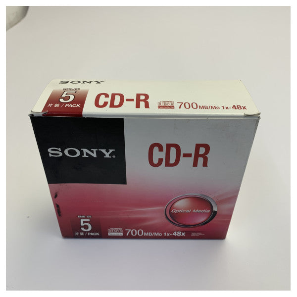 Sony CD-R 700MB 80min 48X Optinen media - 5 kpl Slim Jewel Case CDQ80SJ