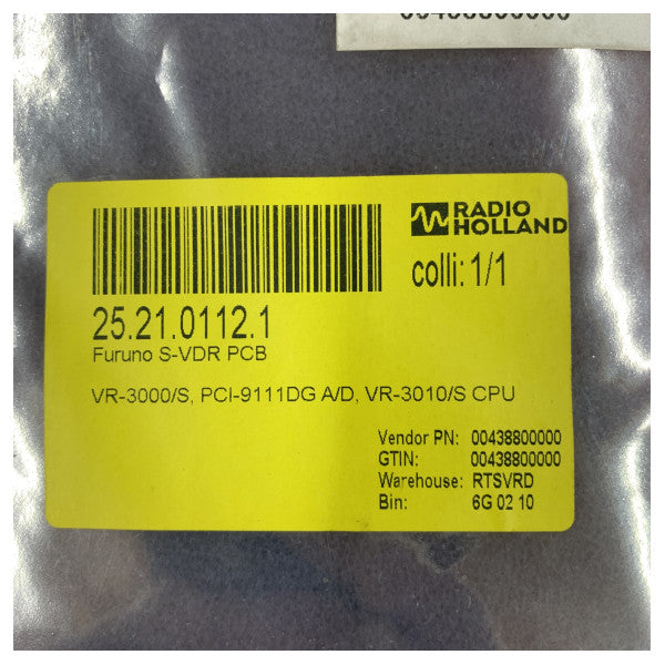 لوحة Furuno VR-3000/S S-VDR PCB PCI-9111DG A/D VR-3010/S CPU Board