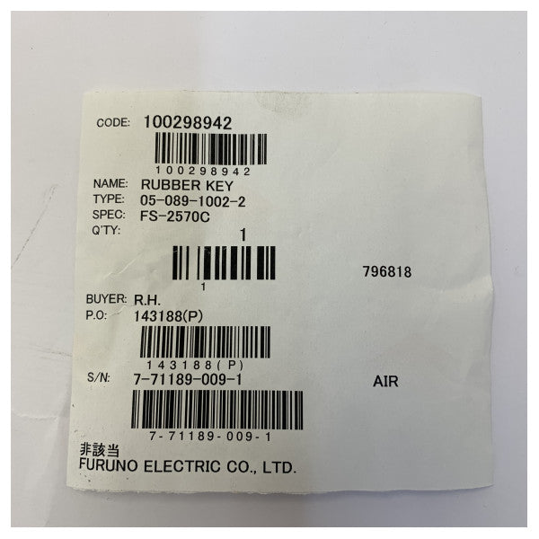 Tastierino in gomma di ricambio Furuno per FS-1570 e FS-2570 MF/HF 05-089-1002-2