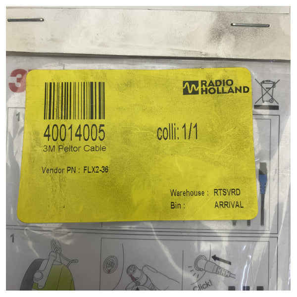 3M Peltor FLX2-36 Connection Cable for Kenwood 2-Pin Radios | Communication Accessory