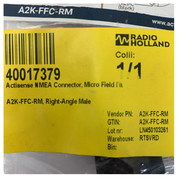 Actisense A2K-FFC-RM Connettore Micro Field Fit NMEA 2000, maschio ad angolo retto