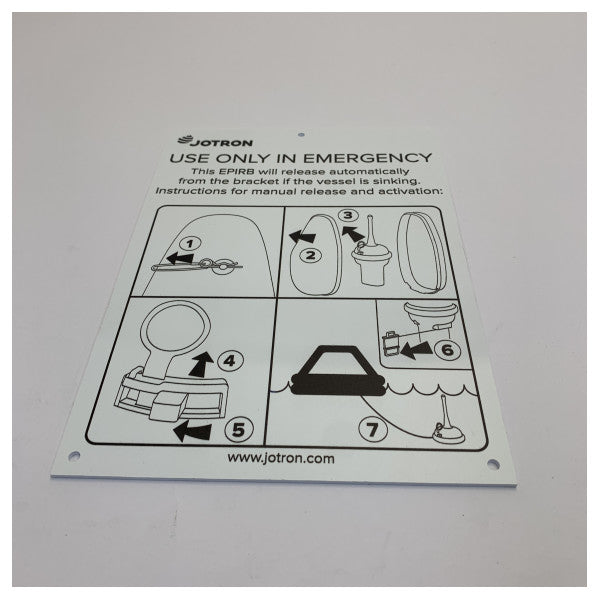 Jotron Tron 60S EPIRB Instruction Label - Part 87049 - Marine Safety Accessory