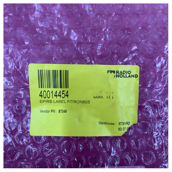 Jotron Tron 60S EPIRB Instruction Label - Part 87049 - Marine Safety Accessory