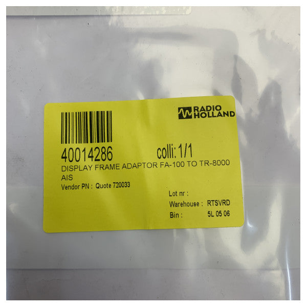 Eekels Display Frame Adapter do Furuno FA-100 do JRC TR-8000 AIS