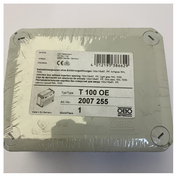 OBO Bettermann T 100 OE Scatola di derivazione 151x117x67mm grigio chiaro per cavi elettrici