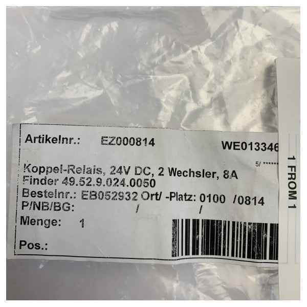 Finder Elektriskt relä och sockel EZ000814 - Marin klass plug-in-relä