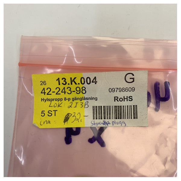 8-Pin Circular Marine Electrical Connector Sleeve Plug Threaded Lock - 42-243-98