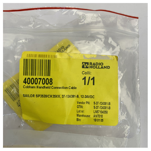 Cobham Sailor SP3520 CH35XX Power Connection Cable S-37-124381-B