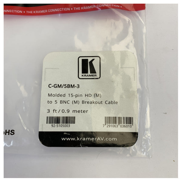 Kramer C-GM-5BM-3 Cavo video VGA a 5 BNC RGBHV - 0,9 m (3 ft)